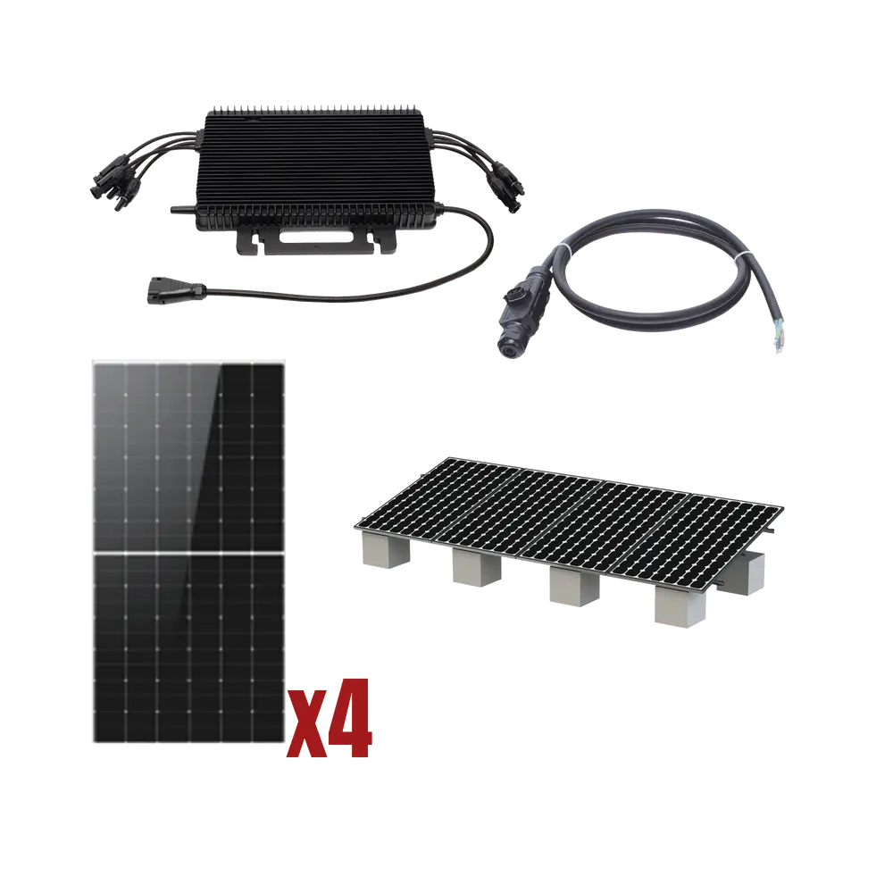 kit 4 celdas solares, microinversor y montaje